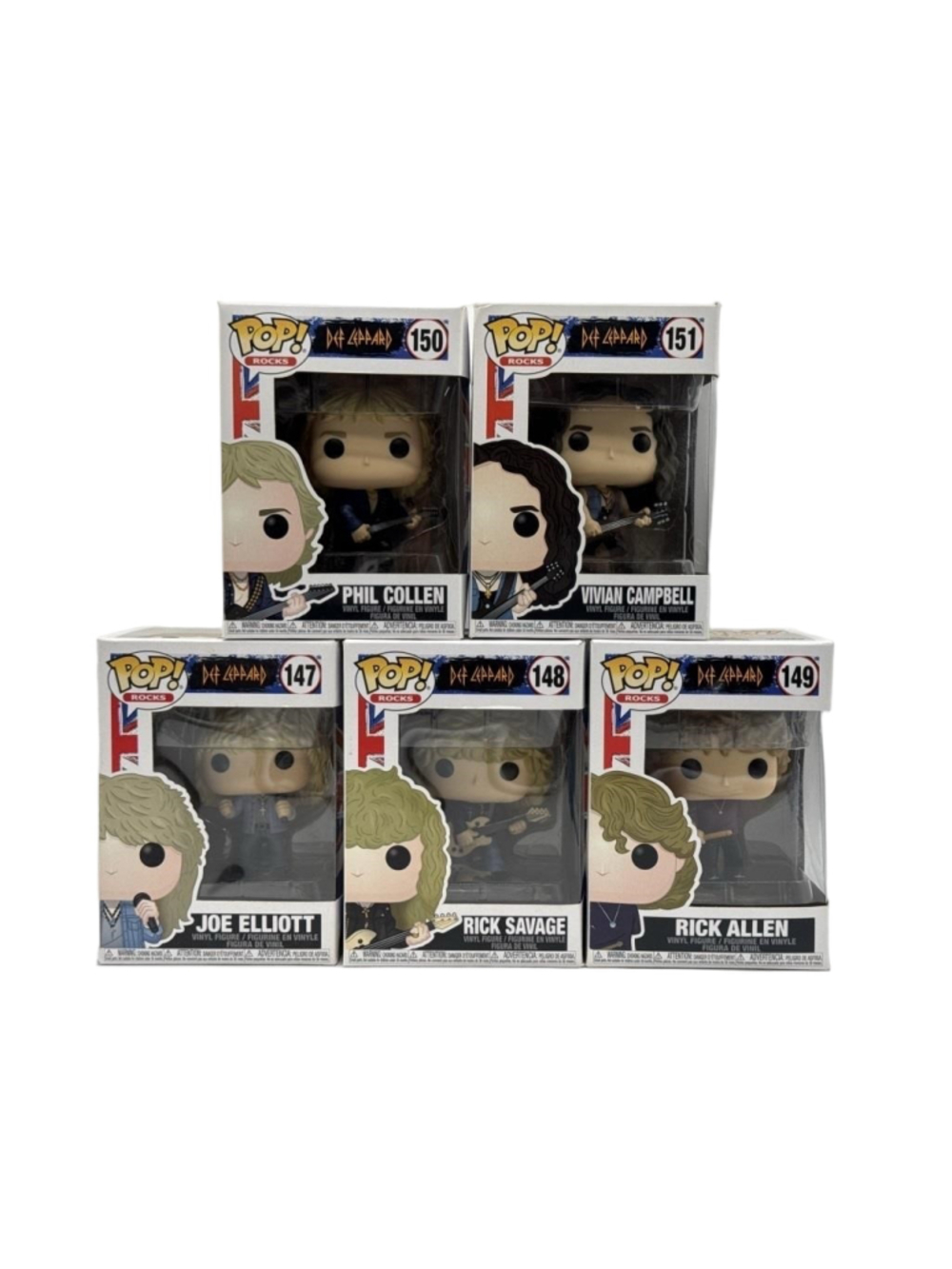 Funko Pop Rocks Def Leppard Complete Set of 5 Vinyl Figures One Size